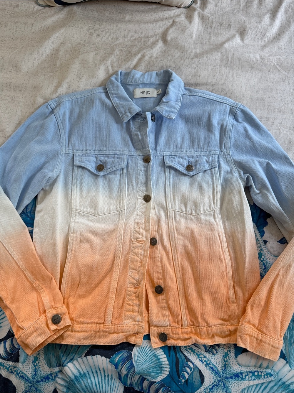 Ombre Denim Jacket - Blue to Peach
